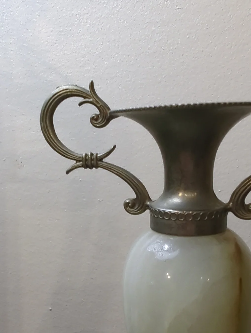 Vintage Italian Onyx And Metal Bud Vase